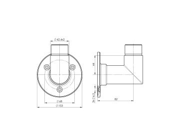 Wandanker gebogen scharf Wandflansch für 42,4 x 2,0 mm, V2A matt gebürstet